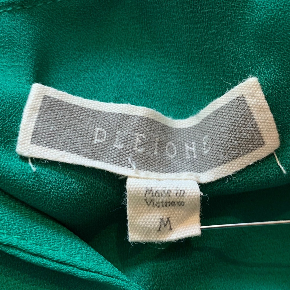 EUC - Pleione - Split Neck Blouse - Kelly Green - M - Picture 3 of 3
